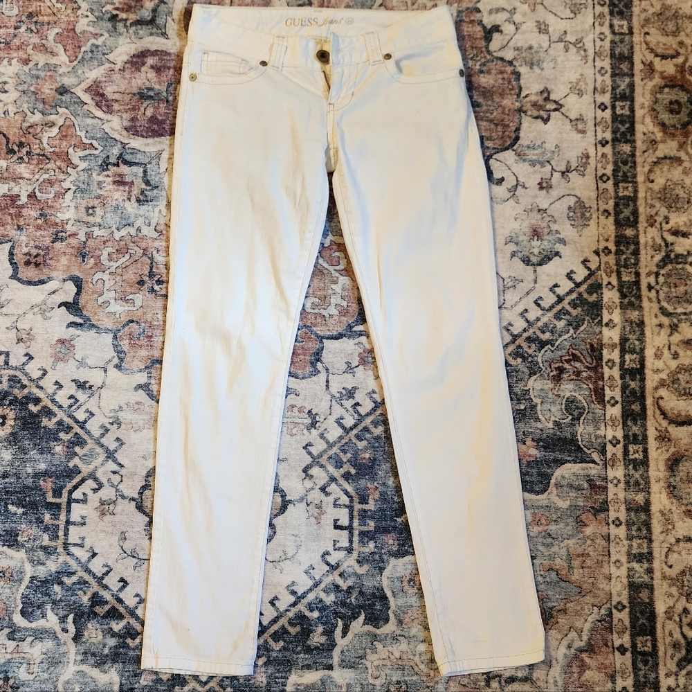 Guess Jeans Daredevil Skinny Leg White Denim With Stretch Size 28